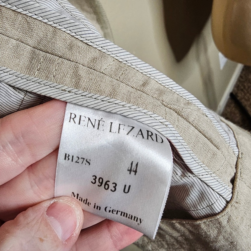 Rene Lezard Tan 100% Linen Quilted Blazer‎ Jacket Made in Germany Size 44 - Picture 13 of 13